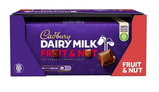 Cadbury Dairy Milk Fruit & Nut 180g 15 pcs