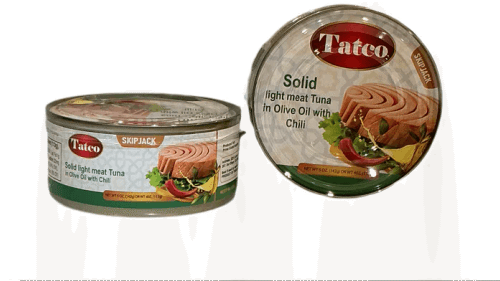 TATCO SOLID LIGTH TUNA IN OLIVE OIL WITH CHILI 5oz X 48Pcs