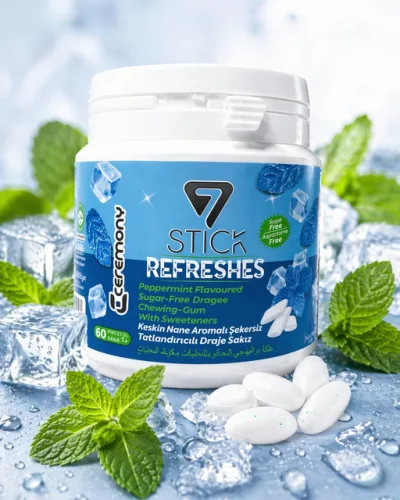 7 STICK REFRESHES CHEWING GUM (PEPPERMINT) BOX12PCSX60CT