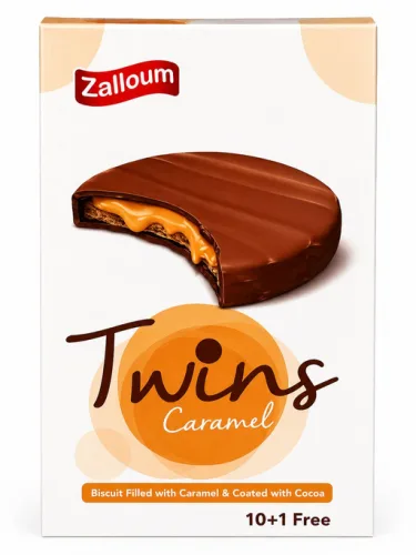 TWINS COATED BISCUIT WITH CARAMEL 6 BOXES 11PCS