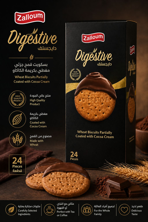 DIGESTIVE BISCUIT PARTIALLY COCOA 24PCS