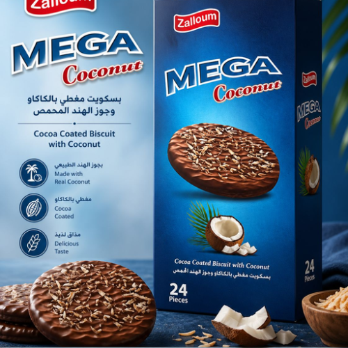 MEGA TWO COCOA BISCUIT WITH COCONUT 24 PCS