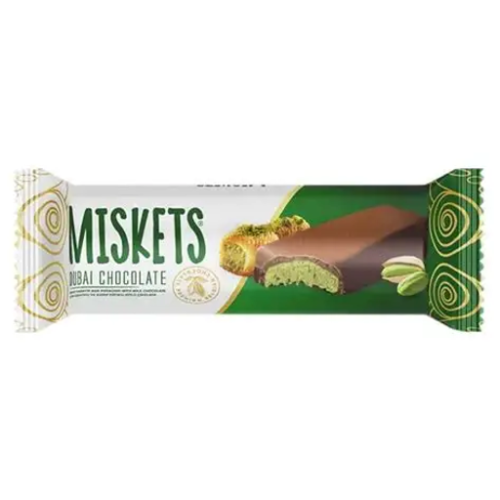 MISKETS DUBAI CHOCOLATE PISTACHO WITH MILK CHOCOLATE 24 pcs