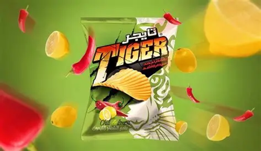 TIGER CHIPS MEGA 180G 8PCS CHILI & LEMON
