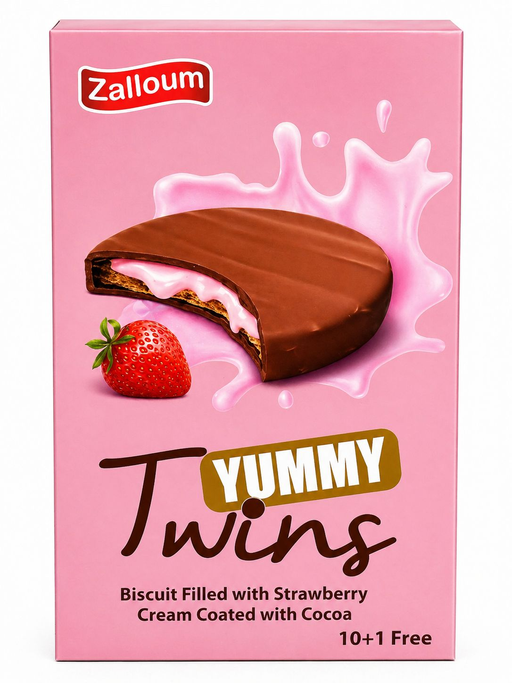 TWINS COATED BISCUIT WITH STRAWBERRY CREAM 6BOXES 11PCS