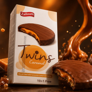TWINS BISCUIT FILLED WITH CARAMEL & COATED WITH COCOA 6BOXES/11PCS