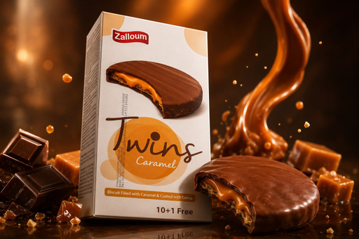 TWINS BISCUIT FILLED WITH CARAMEL & COATED WITH COCOA 6BOXES/11PCS