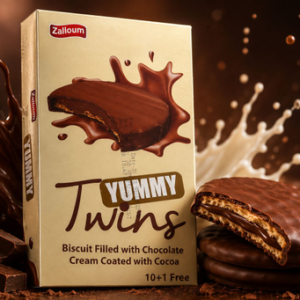 TWINS BISCUIT FILLED WITH CHOCOLATE CREAM COATED WITH COCOA YUMMI 6BOXES/11PCS