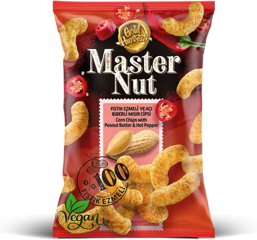 MASTER NUT CORN CHIPS WITH PEANUT BUTTER & HOT PEPPER 100G 16PCS