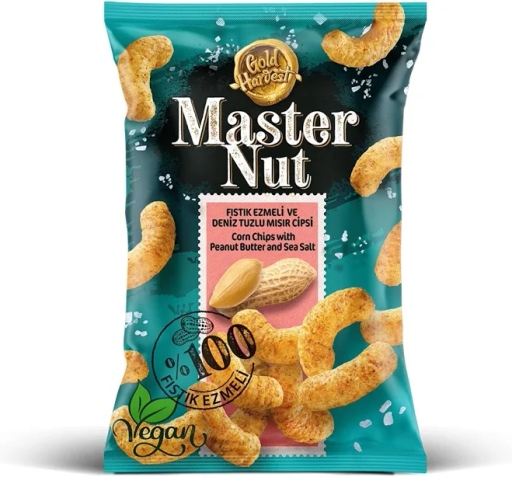 MASTER NUT CORN CHIPS WITH PEANUT BUTTER & SEA SALT 100G 16PCS