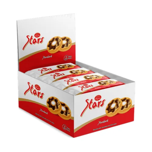 ELEGANCE STARS ORIGINAL BISCUITS WITH CHOCOLATE AND MILK CREAM 34GX 24PCS