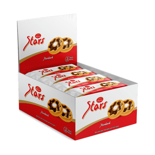 ELEGANCE STAR ORIGINAL BISCUITS WITH CHOCOLATE AND MILK CREAM 34g 6x24pcs