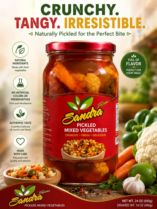 SANDRA HOT MIXED PICKLES 1KGX12PCS BOX
