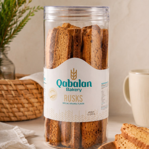 QABALAN BAKERY BREAD FINGER 8 JARS 450G PLAIN RUSKS