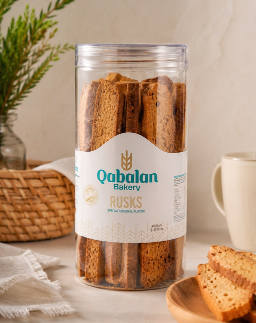 QABALAN BAKERY BREAD FINGER 8 JARS 450G PLAIN RUSKS