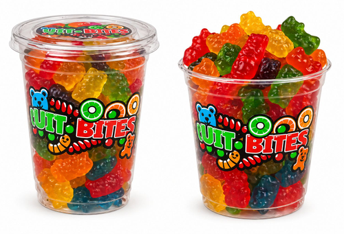 CUP CANDY FUN BITES 16OZ X 14PCS NEON GUMMY BEAR