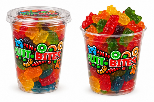 CUP CANDY FUN BITES 16OZ X 14PCS NEON GUMMY BEAR