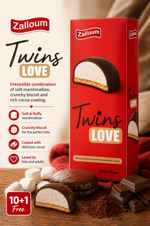 TWINS LOVE BISCUIT AND MARSHMALLOW COCOA 11CT