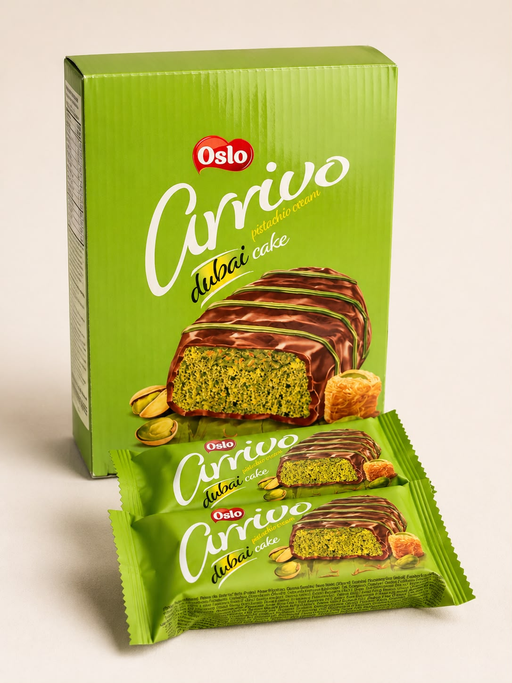 OSLO DUBAI CAKE PISTACHO CREAM 40GMX12PCS