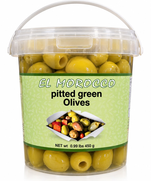 EL MORROCCO PITTED GREEN OLIVES 450GX6PCS