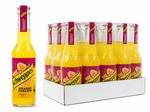 SCHWEPPES GLASS BOTTLES 12PCSX275ML ORANGE PASSION