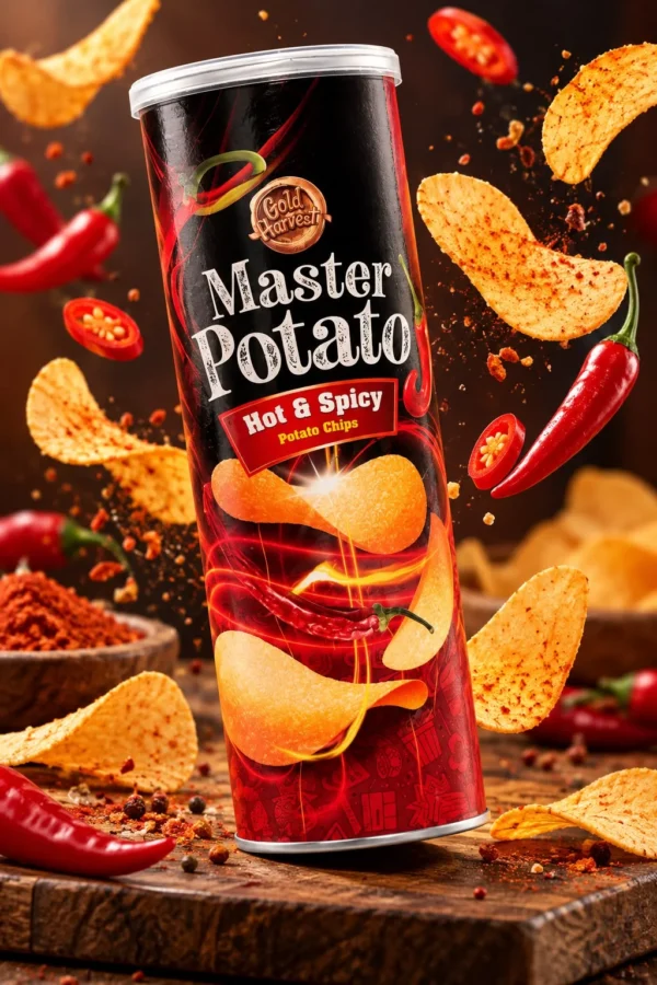 MASTER POTATO HOT & SPICY POTATO CHIPS 110G 14PCS